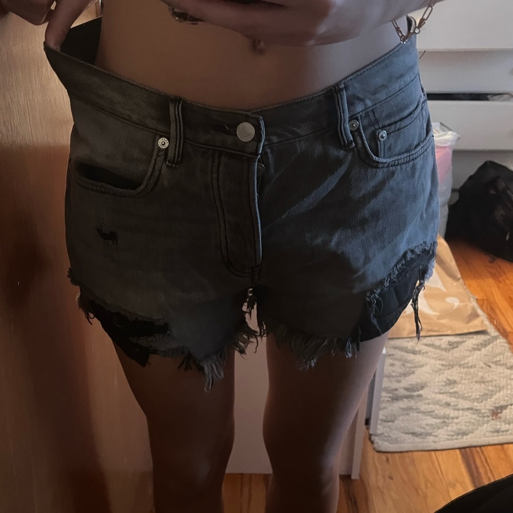 NWOTFree People Gray Jean Shorts Distressed